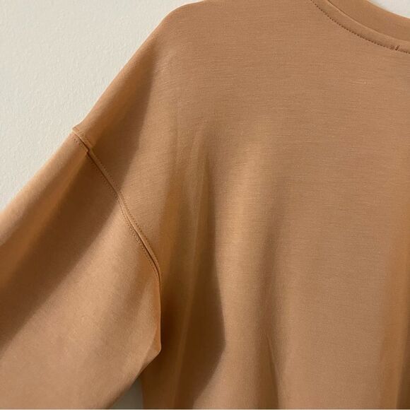 Magaschoni Modal Twist Front Long Sleeve Top - Lightweight Sweatshirt Tan Medium - Picture 7 of 10